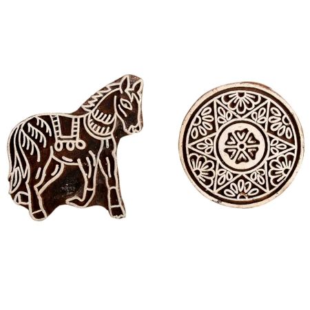 Set of 2 Piece New Mix Wooden Printing Block